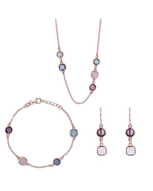 Orphelia 'Fawn' Damen 925 Sterling Silber Set: Kette + Armband + Ohrringe - Rose SET-7410