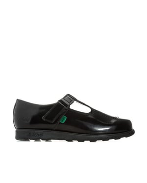 Kickers Junior Fragma T-Bar Patent Schuhe für Mädchen in Schwarz