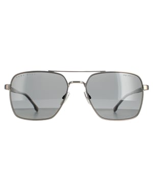 Hugo Boss Aviator Herren Matte Ruthenium Grau Polarisiert BOSS 1045/S