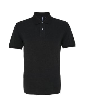 Asquith & Fox Mens Plain Kurzarm-Poloshirt (Black Heather)