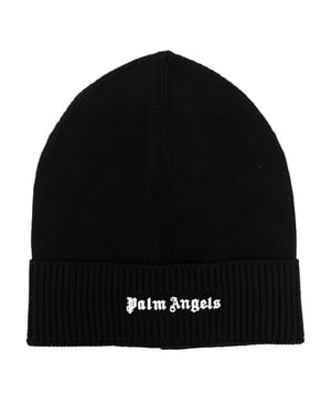 Schwarze Mutze mit klassischem Logo von Palm Angels