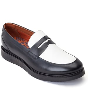 Base London Sid Leder Herrenschuhe Schwarz/Weiß