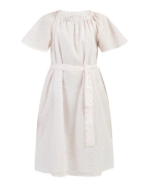 Mymo Kleid Mädchen Weiss Pinkorange Punkte