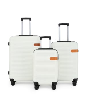 Hartschalen-Kabinenkoffer-Set in Creme, robustes ABS, leichtes Reisegepäck, Urlaubstasche