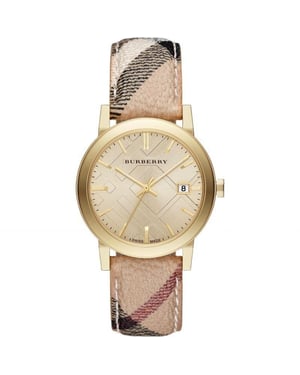Burberry BU9026 The City Champagner Zifferblatt Check Armband Damenuhr