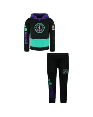 Nike Air Jordan Long Sleeve Pullover Stret Taille Black Kids Tracksuit DD2576 010