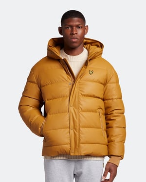 Lyle & Scott – Gummierte Pufferjacke in Senfgelb