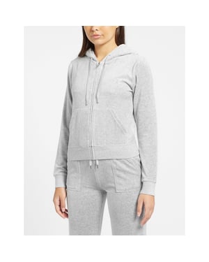 Damen Juicy Couture Velours Vollzip-Trainingsjacke in Silber