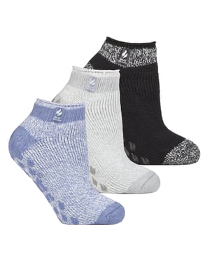 Wärmehalter - 3-Paar-Multipack Damen-Slipper-Socken mit Grippern - Pisa 1