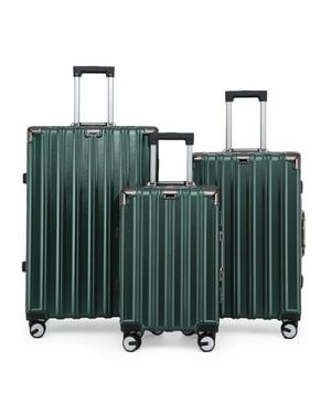 Hartschalenkoffer Grün Set Robustes 8-Rollen-Gepäck Kabinenkoffer