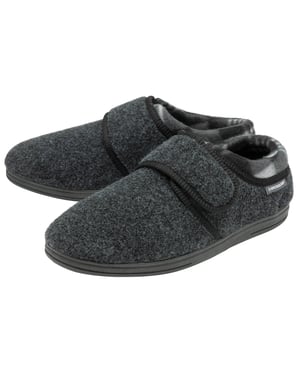 Klettverschluss Hausschuhe für Männer | Dunlop | Memory Foam | Orthapedic | Easy Close | Haus Schlafzimmer Indoor - Charcoal