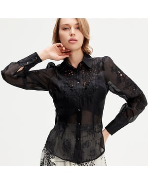 Bestickte Organza-Bluse