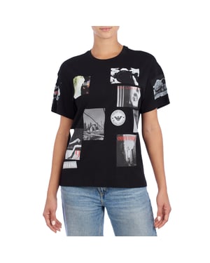 Kurzarm-T-Shirt aus Baumwolle mit Vintage-Print 8N2T9G Damen