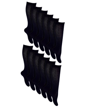 12 Paar Multipack Mädchen Kniestrümpfe | Atmungsaktive lange Baumwolle Schule Socken | Farboption - Grau, Schwarz, Weiß, Blau - Schwarz
