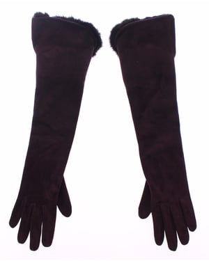 Dolce & Gabbana Women's Purple Mink Fur Goatkin Suede Leather Gloves (Gants en cuir de chèvre en fourrure violette)