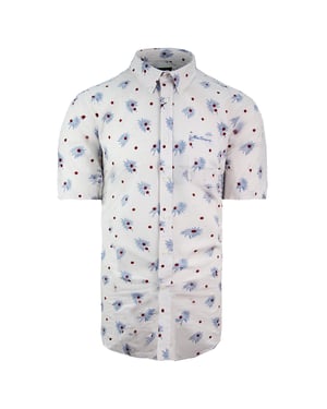 Ben Sherman bedruckte Herren weiße Oxford -Hemd gedruckt