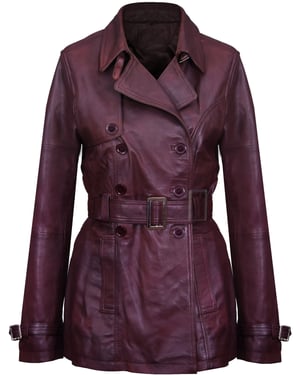 Mittellanger Damen-Trenchcoat aus Leder – Oakham