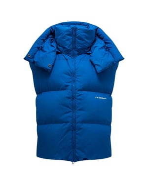 Off-White Bouce Hooded Gilet Pfauenblaue Daunenjacke