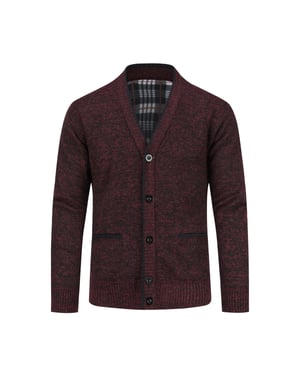 Herren Strickjacke mit Zwei Taschenknopf Stehkragen Strickjacke für den Winter Burgund