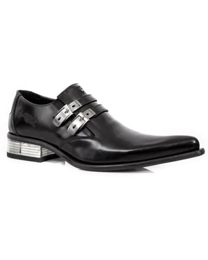 New Rock Newman-Schuhe aus schwarzem Leder mit Schnalle – M-2246-S14