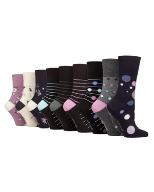9 Pack Bambus Socken Damen | Gentle Grip | Extra Wide Soft Top nicht elastische Socken - SOLRM423738