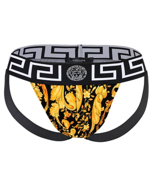 Versace Stretch Organic Jersey Barocco All Over Jockstrap