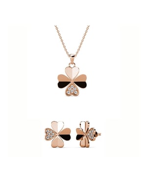Kleeblatt-Set und Box - Rose Gold und Kristall
