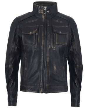 Biker-Motorradjacke aus Leder im Distressed-Look