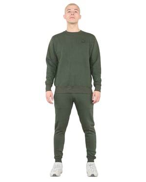 MYT Herren-Trainingsanzug mit Rundhalsausschnitt und Stickerei-Logo in Khaki