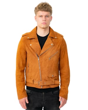 Herren-Brando-Bikerjacke aus Ziegenveloursleder – Melbourne
