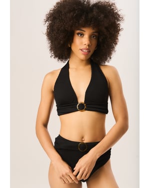 Strukturierte Unterhose mit hoher Taille und Ringgürtel-Detail