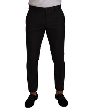 Dolce & Gabbana Herren Graue Karomuster Woll-Hosenanzughose