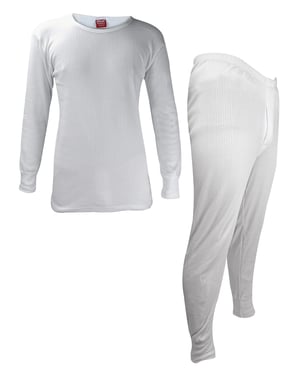 Herren-Thermo-Unterwäsche-Set | Wärmespeicher | Winter-Langarm-Top & Long Johns - Weiß