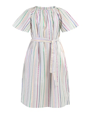 Mymo Kleid Mädchen Weiss Mehrfarbige Streifen