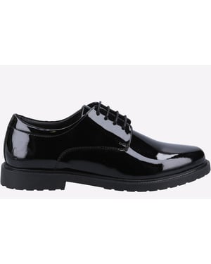 Hush Puppies Verity Slip On Leder Damen Lack Schwarze Brogues Schuhe