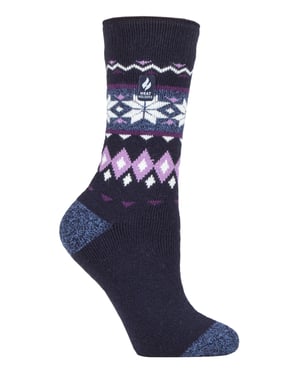 Heat Holders Lite - Womens isoliert thermische Socken | Mehrere Designs einschließlich Argyle Streifen Herzen Sterne | Warme Socken für den Winter - Denim (Lima)