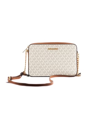 Michael Kors Damen Jet Set Große East West Saffiano Leder Umhängetasche (Vanilla Signature)
