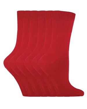 Sock Snob - Lot 6 paires femme coton fine unies couleur uni qualite chaussettes - PL30 Rouge