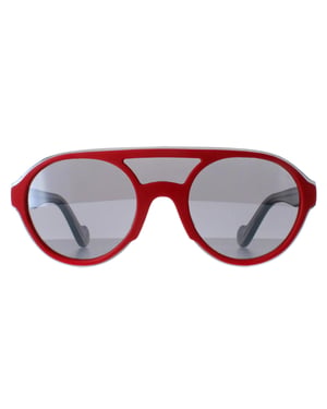 Moncler ML0052 66C glÃ¤nzend rot und grau transparent grau Spiegel Sonnenbrille