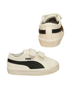 Puma Elsu Sl F V Kids Trainer Haken & Loop Schuhe weiß schwarz 356825 04 B70C