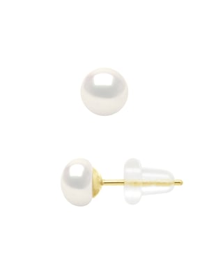 Ohrringe aus echten Süßwasser-Zuchtperlen, Knopfgröße 5–6 mm