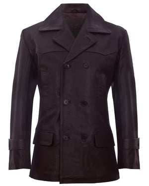 Kuhfell Dr. Who Naval German Pea Coat Lederjacke