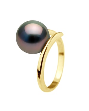 Armreifring – Gelbgold – echte Tahiti-Zuchtperle, rund, 10–11 mm