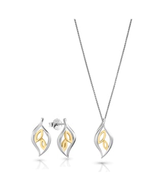 Orphelia 'Charlotte' Damen 925 Sterling Silber Set: Kettenanhänger + Ohrringe - Silber/Gold SET-7523