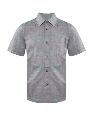 Vans – Kurzärmliges „Off The Wall“-Shirt für Kinder in Grau mit Kragen und Palmenprint