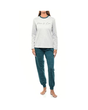KLP2 Damen-Winterpyjama mit langen Ärmeln und Plüsch
