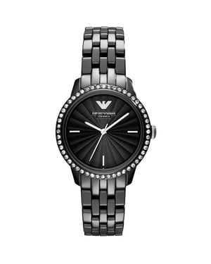 Emporio Armani AR1478 Damen Ceramica Schwarz Kristall Uhr
