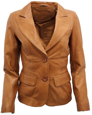 Damen-Blazerjacke aus Leder mit 2 Knöpfen – Newport
