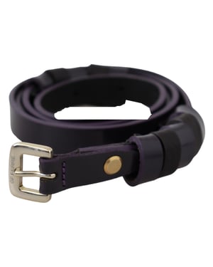 GF Ferre Ceinture pour femmes en cuir noir à boucle fine en métal chromé doré