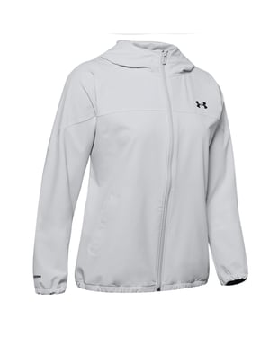 Under Armour Womens Woven Branded Full Reißverschluss Hoodie Grey 1351794 014